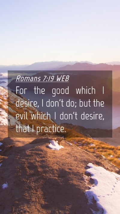 Picture 04 - Romans 7:19 WEB Mobile Phone Wallpaper - For the good which I desire, I don't do; but the - Mobile Bible Verse Wallpaper