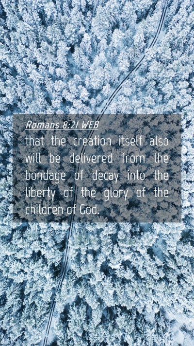 Picture 04 - Romans 8:21 WEB Mobile Phone Wallpaper - that the creation itself also will be delivered - Mobile Bible Verse Wallpaper