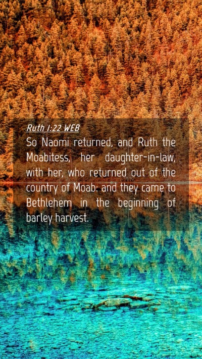 Picture 04 - Ruth 1:22 WEB Mobile Phone Wallpaper - So Naomi returned, and Ruth the Moabitess, her - Mobile Bible Verse Wallpaper