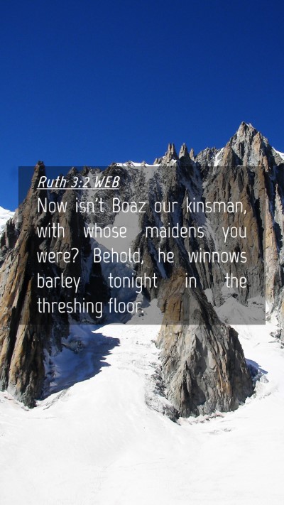Picture 04 - Ruth 3:2 WEB Mobile Phone Wallpaper - Now isn't Boaz our kinsman, with whose maidens - Mobile Bible Verse Wallpaper