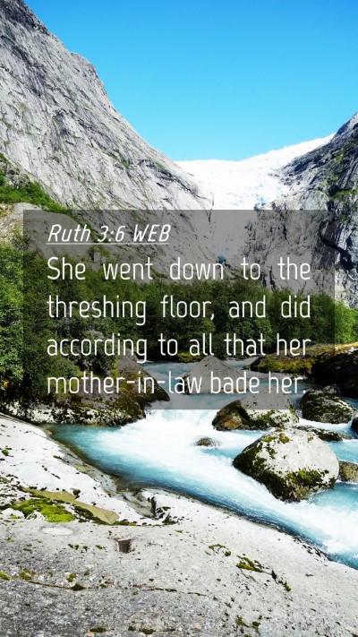 Picture 04 - Ruth 3:6 WEB Mobile Phone Wallpaper - She went down to the threshing floor, and did - Mobile Bible Verse Wallpaper