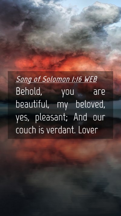 Picture 04 - Song of Solomon 1:16 WEB Mobile Phone Wallpaper - Behold, you are beautiful, my beloved, yes, - Mobile Bible Verse Wallpaper