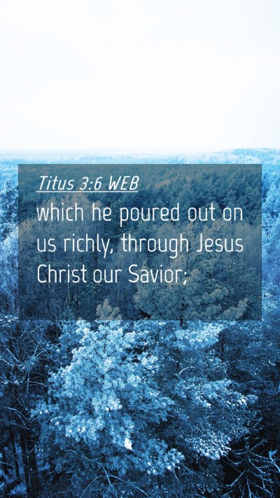 Picture 04 - Titus 3:6 WEB Mobile Phone Wallpaper - which he poured out on us richly, through Jesus - Mobile Bible Verse Wallpaper