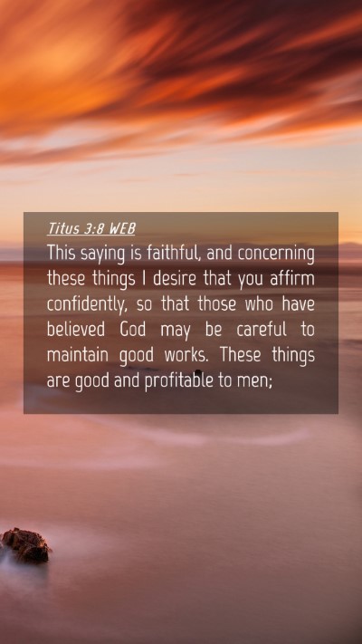 Picture 04 - Titus 3:8 WEB Mobile Phone Wallpaper - This saying is faithful, and concerning these - Mobile Bible Verse Wallpaper