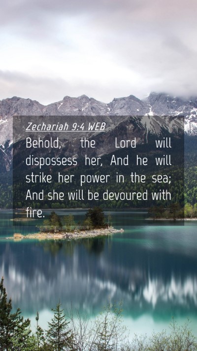 Picture 04 - Zechariah 9:4 WEB Mobile Phone Wallpaper - Behold, the Lord will dispossess her, And he will - Mobile Bible Verse Wallpaper