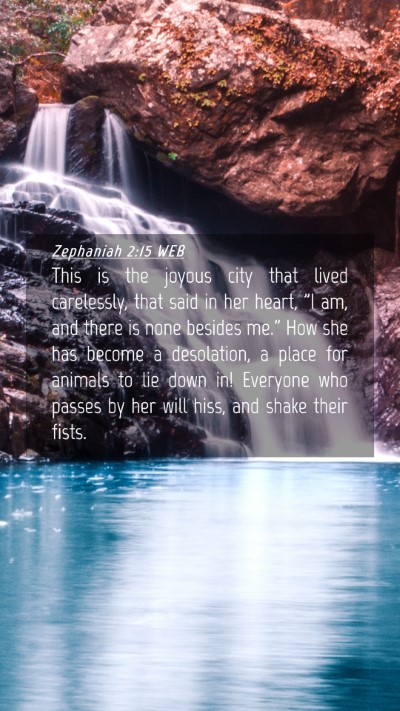 Picture 04 - Zephaniah 2:15 WEB Mobile Phone Wallpaper - This is the joyous city that lived carelessly, - Mobile Bible Verse Wallpaper