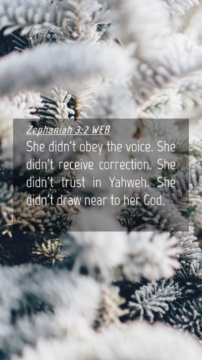 Picture 04 - Zephaniah 3:2 WEB Mobile Phone Wallpaper - She didn't obey the voice. She didn't receive - Mobile Bible Verse Wallpaper