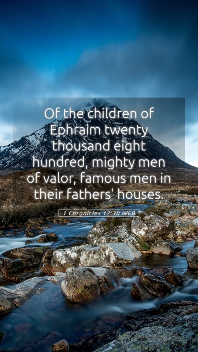 Picture 05 - 1 Chronicles 12:30 WEB Mobile Phone Wallpaper - Of the children of Ephraim twenty thousand eight - Mobile Bible Verse Wallpaper