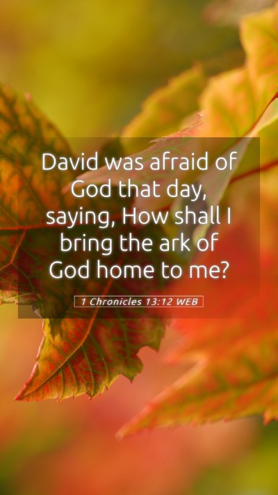 Picture 05 - 1 Chronicles 13:12 WEB Mobile Phone Wallpaper - David was afraid of God that day, saying, How - Mobile Bible Verse Wallpaper