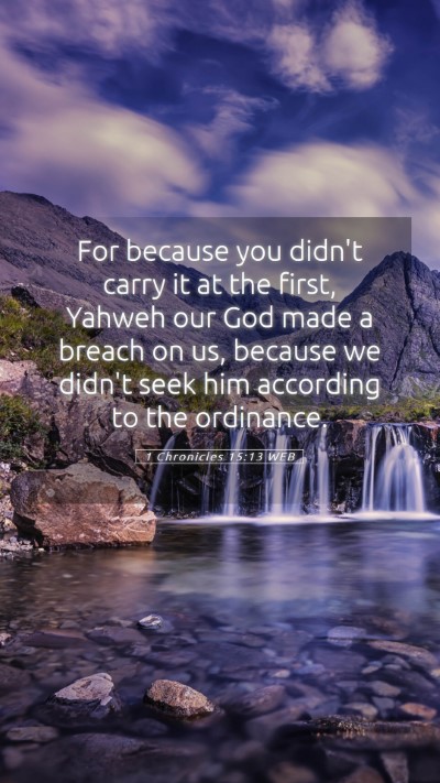 Picture 05 - 1 Chronicles 15:13 WEB Mobile Phone Wallpaper - For because you didn't carry it at the first, - Mobile Bible Verse Wallpaper