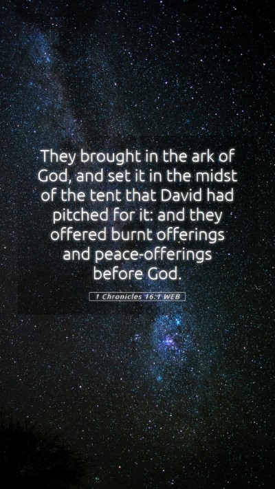 Picture 05 - 1 Chronicles 16:1 WEB Mobile Phone Wallpaper - They brought in the ark of God, and set it in the - Mobile Bible Verse Wallpaper