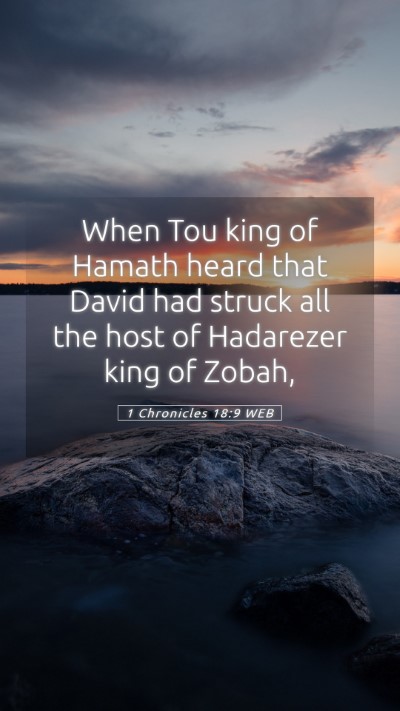 Picture 05 - 1 Chronicles 18:9 WEB Mobile Phone Wallpaper - When Tou king of Hamath heard that David had - Mobile Bible Verse Wallpaper