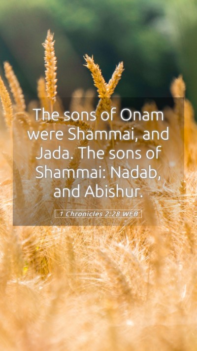 Picture 05 - 1 Chronicles 2:28 WEB Mobile Phone Wallpaper - The sons of Onam were Shammai, and Jada. The sons - Mobile Bible Verse Wallpaper