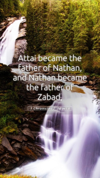 Picture 05 - 1 Chronicles 2:36 WEB Mobile Phone Wallpaper - Attai became the father of Nathan, and Nathan - Mobile Bible Verse Wallpaper