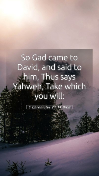 Picture 05 - 1 Chronicles 21:11 WEB Mobile Phone Wallpaper - So Gad came to David, and said to him, Thus says - Mobile Bible Verse Wallpaper