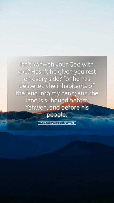 Picture 05 - 1 Chronicles 22:18 WEB Mobile Phone Wallpaper - Isn't Yahweh your God with you? Hasn't he given - Mobile Bible Verse Wallpaper