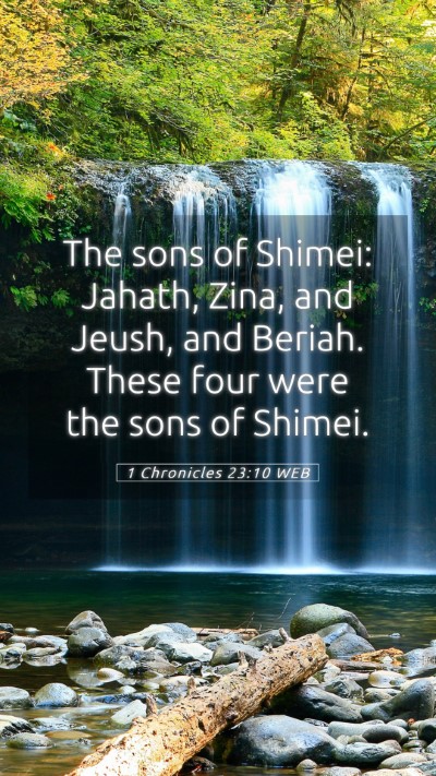 Picture 05 - 1 Chronicles 23:10 WEB Mobile Phone Wallpaper - The sons of Shimei: Jahath, Zina, and Jeush, and - Mobile Bible Verse Wallpaper