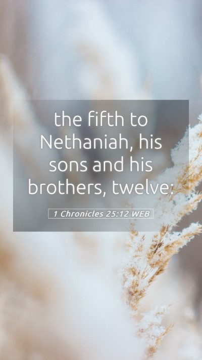 Picture 05 - 1 Chronicles 25:12 WEB Mobile Phone Wallpaper - the fifth to Nethaniah, his sons and his - Mobile Bible Verse Wallpaper