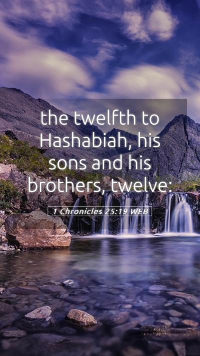 Picture 05 - 1 Chronicles 25:19 WEB Mobile Phone Wallpaper - the twelfth to Hashabiah, his sons and his - Mobile Bible Verse Wallpaper