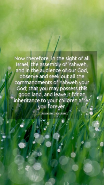 Picture 05 - 1 Chronicles 28:8 WEB Mobile Phone Wallpaper - Now therefore, in the sight of all Israel, the - Mobile Bible Verse Wallpaper