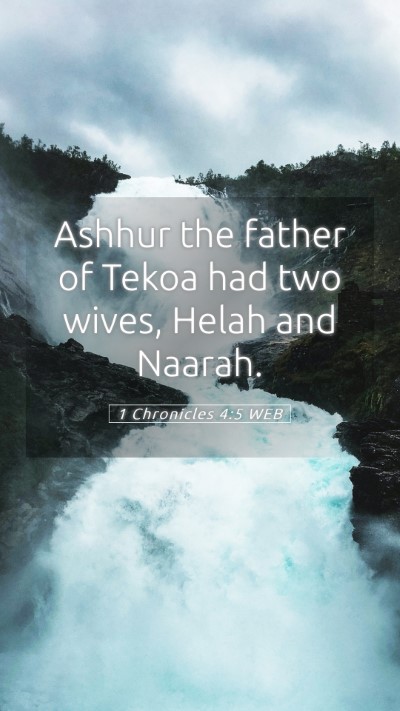Picture 05 - 1 Chronicles 4:5 WEB Mobile Phone Wallpaper - Ashhur the father of Tekoa had two wives, Helah - Mobile Bible Verse Wallpaper