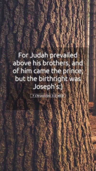 Picture 05 - 1 Chronicles 5:2 WEB Mobile Phone Wallpaper - For Judah prevailed above his brothers, and of - Mobile Bible Verse Wallpaper