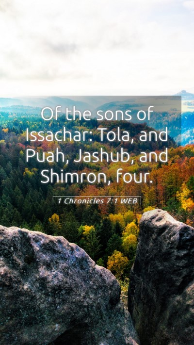 Picture 05 - 1 Chronicles 7:1 WEB Mobile Phone Wallpaper - Of the sons of Issachar: Tola, and Puah, Jashub, - Mobile Bible Verse Wallpaper
