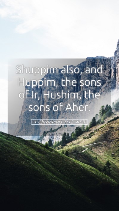 Picture 05 - 1 Chronicles 7:12 WEB Mobile Phone Wallpaper - Shuppim also, and Huppim, the sons of Ir, Hushim, - Mobile Bible Verse Wallpaper