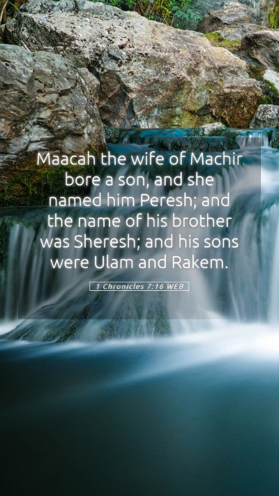 Picture 05 - 1 Chronicles 7:16 WEB Mobile Phone Wallpaper - Maacah the wife of Machir bore a son, and she - Mobile Bible Verse Wallpaper