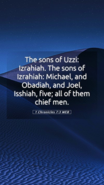 Picture 05 - 1 Chronicles 7:3 WEB Mobile Phone Wallpaper - The sons of Uzzi: Izrahiah. The sons of Izrahiah: - Mobile Bible Verse Wallpaper
