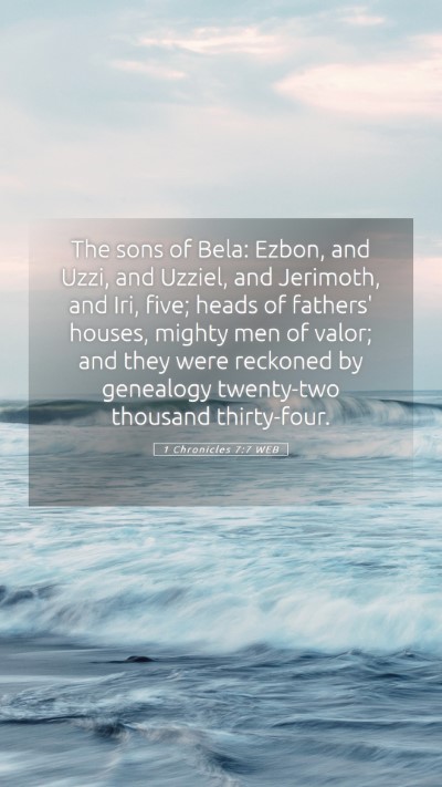 Picture 05 - 1 Chronicles 7:7 WEB Mobile Phone Wallpaper - The sons of Bela: Ezbon, and Uzzi, and Uzziel, - Mobile Bible Verse Wallpaper