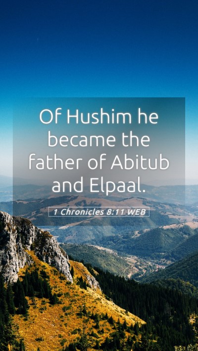 Picture 05 - 1 Chronicles 8:11 WEB Mobile Phone Wallpaper - Of Hushim he became the father of Abitub and - Mobile Bible Verse Wallpaper