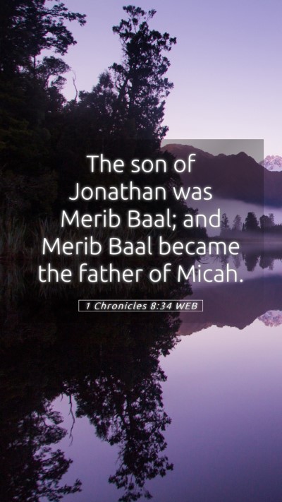 Picture 05 - 1 Chronicles 8:34 WEB Mobile Phone Wallpaper - The son of Jonathan was Merib Baal; and Merib - Mobile Bible Verse Wallpaper