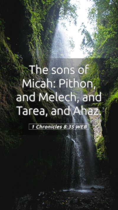 Picture 05 - 1 Chronicles 8:35 WEB Mobile Phone Wallpaper - The sons of Micah: Pithon, and Melech, and Tarea, - Mobile Bible Verse Wallpaper