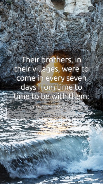 Picture 05 - 1 Chronicles 9:25 WEB Mobile Phone Wallpaper - Their brothers, in their villages, were to come - Mobile Bible Verse Wallpaper