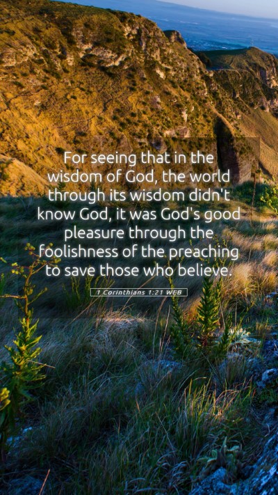 Picture 05 - 1 Corinthians 1:21 WEB Mobile Phone Wallpaper - For seeing that in the wisdom of God, the world - Mobile Bible Verse Wallpaper