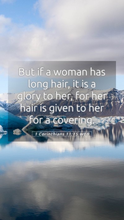 Picture 05 - 1 Corinthians 11:15 WEB Mobile Phone Wallpaper - But if a woman has long hair, it is a glory to - Mobile Bible Verse Wallpaper