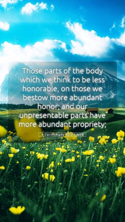 Picture 05 - 1 Corinthians 12:23 WEB Mobile Phone Wallpaper - Those parts of the body which we think to be less - Mobile Bible Verse Wallpaper