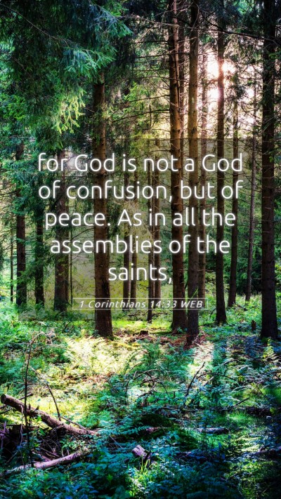 Picture 05 - 1 Corinthians 14:33 WEB Mobile Phone Wallpaper - for God is not a God of confusion, but of peace. - Mobile Bible Verse Wallpaper