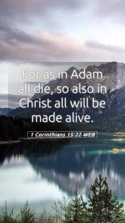 Picture 05 - 1 Corinthians 15:22 WEB Mobile Phone Wallpaper - For as in Adam all die, so also in Christ all - Mobile Bible Verse Wallpaper