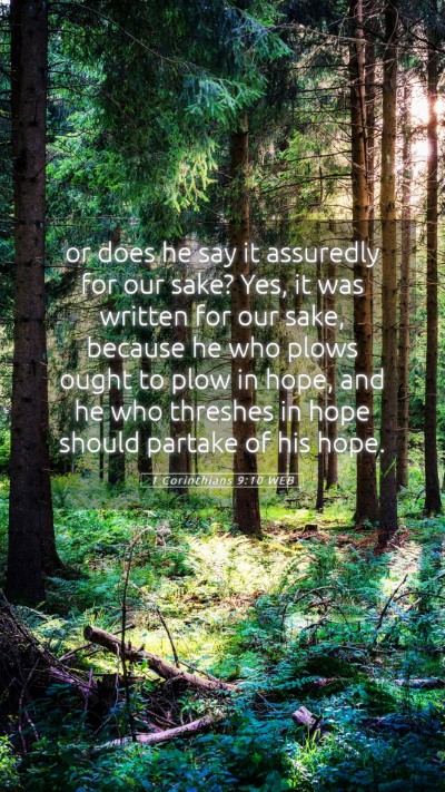 Picture 05 - 1 Corinthians 9:10 WEB Mobile Phone Wallpaper - or does he say it assuredly for our sake? Yes, it - Mobile Bible Verse Wallpaper