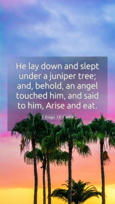 Picture 05 - 1 Kings 19:5 WEB Mobile Phone Wallpaper - He lay down and slept under a juniper tree; and, - Mobile Bible Verse Wallpaper
