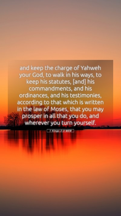 Picture 05 - 1 Kings 2:3 WEB Mobile Phone Wallpaper - and keep the charge of Yahweh your God, to walk - Mobile Bible Verse Wallpaper