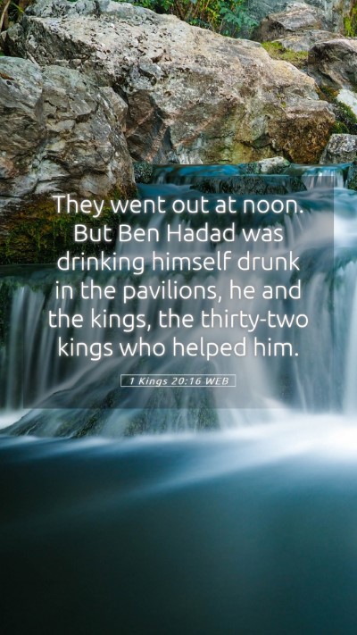 Picture 05 - 1 Kings 20:16 WEB Mobile Phone Wallpaper - They went out at noon. But Ben Hadad was drinking - Mobile Bible Verse Wallpaper