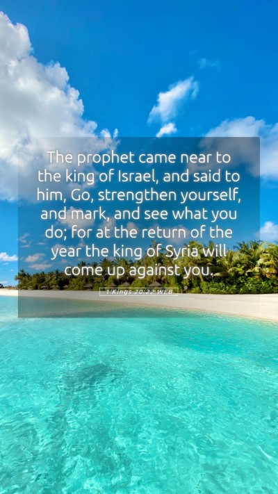 Picture 05 - 1 Kings 20:22 WEB Mobile Phone Wallpaper - The prophet came near to the king of Israel, and - Mobile Bible Verse Wallpaper