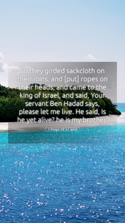 Picture 05 - 1 Kings 20:32 WEB Mobile Phone Wallpaper - So they girded sackcloth on their loins, and - Mobile Bible Verse Wallpaper