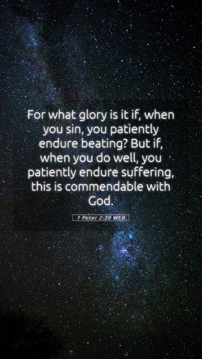Picture 05 - 1 Peter 2:20 WEB Mobile Phone Wallpaper - For what glory is it if, when you sin, you - Mobile Bible Verse Wallpaper