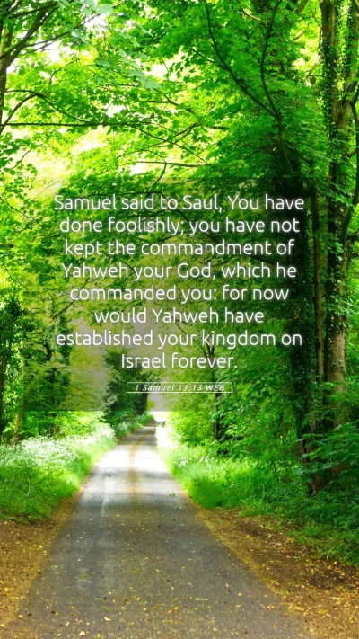 Picture 05 - 1 Samuel 13:13 WEB Mobile Phone Wallpaper - Samuel said to Saul, You have done foolishly; you - Mobile Bible Verse Wallpaper