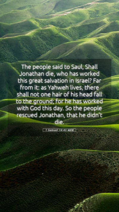 Picture 05 - 1 Samuel 14:45 WEB Mobile Phone Wallpaper - The people said to Saul, Shall Jonathan die, who - Mobile Bible Verse Wallpaper