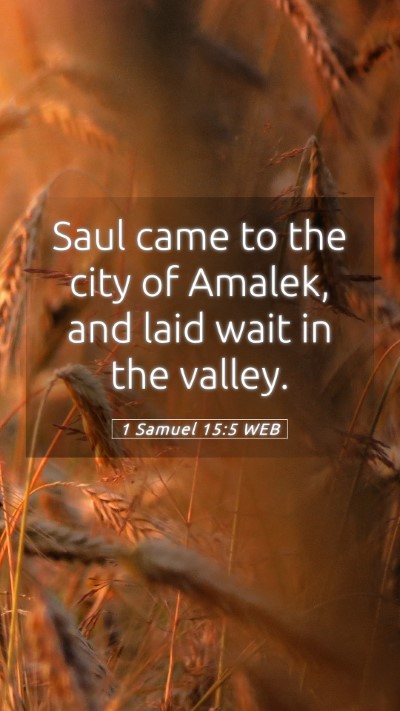 Picture 05 - 1 Samuel 15:5 WEB Mobile Phone Wallpaper - Saul came to the city of Amalek, and laid wait in - Mobile Bible Verse Wallpaper